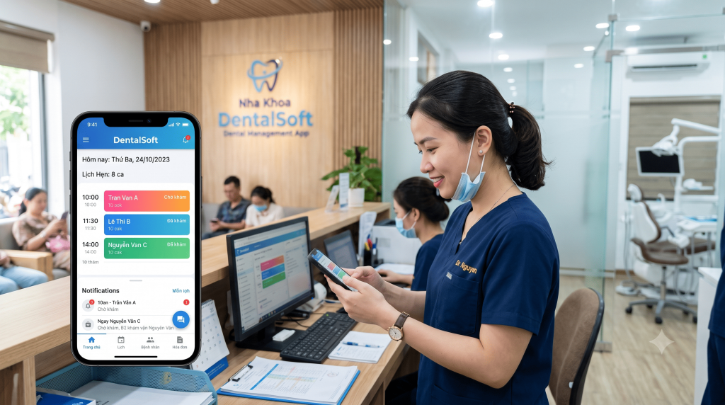 phần mềm quản lý nha khoa bằng điện thoại